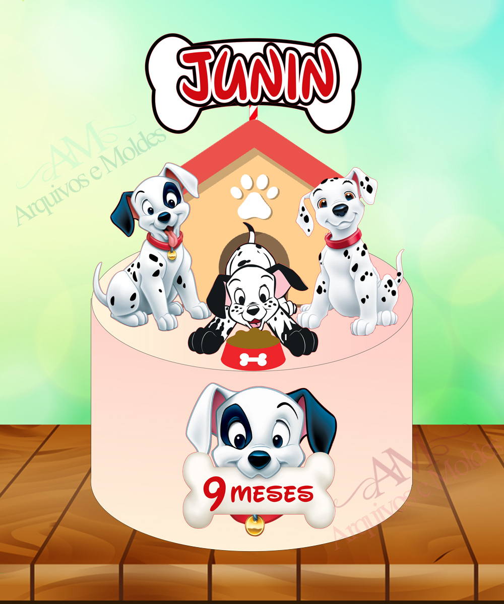 101 Dalmatas - Topo de Bolo Mod 01 - AeM