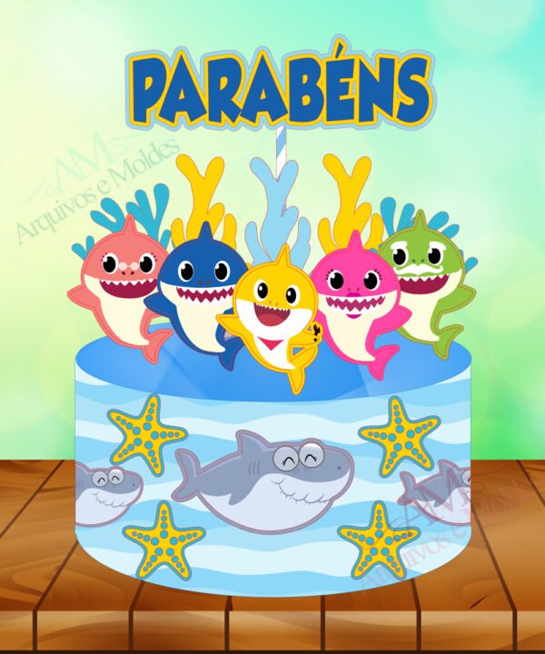 Baby Shark - Arquivo Digital Topo de Bolo - Mod 01