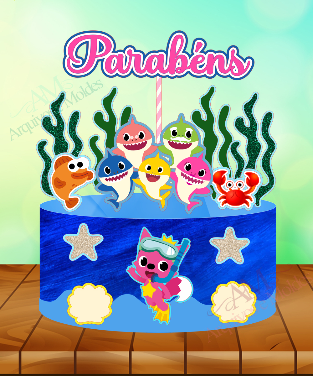 Baby Shark - Arquivo Digital Topo de Bolo - Mod 03