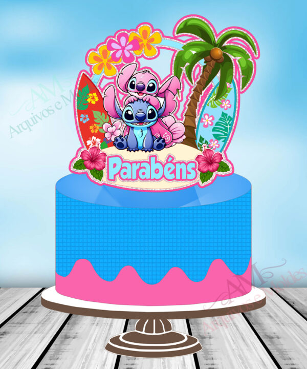 Stitch – Arquivo Digital Topo de Bolo Painel – Mod 01