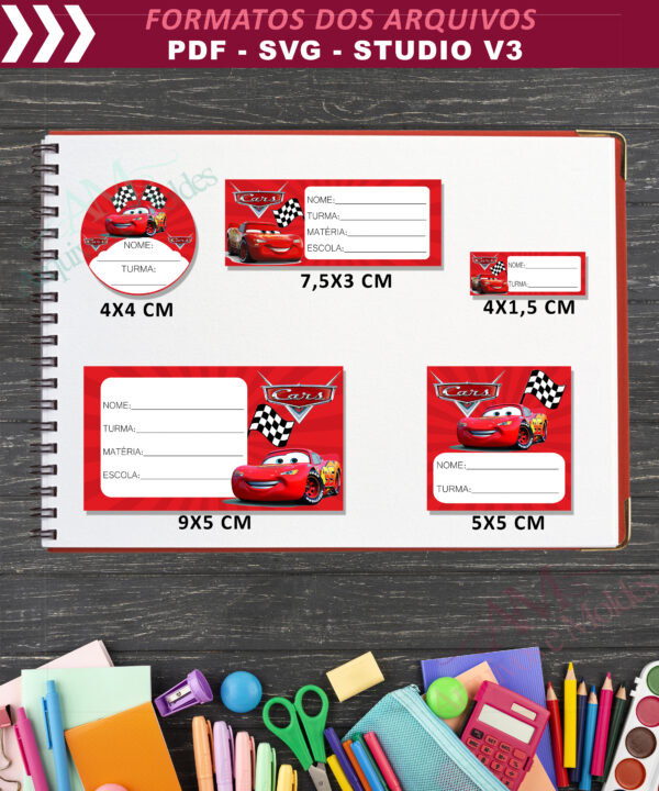 Carros - Etiquetas escolares mod 01