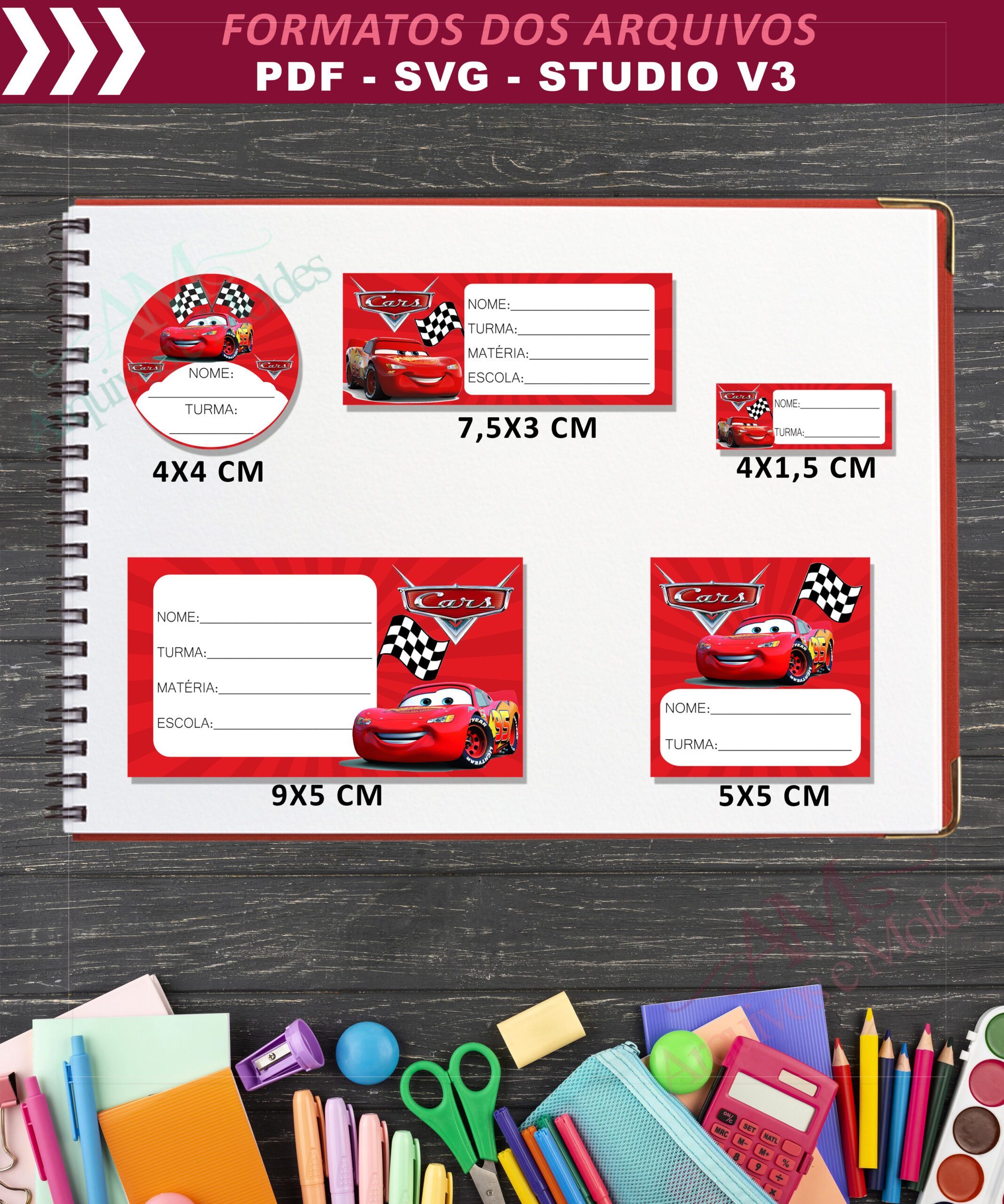 Carros - Etiquetas escolares mod 01