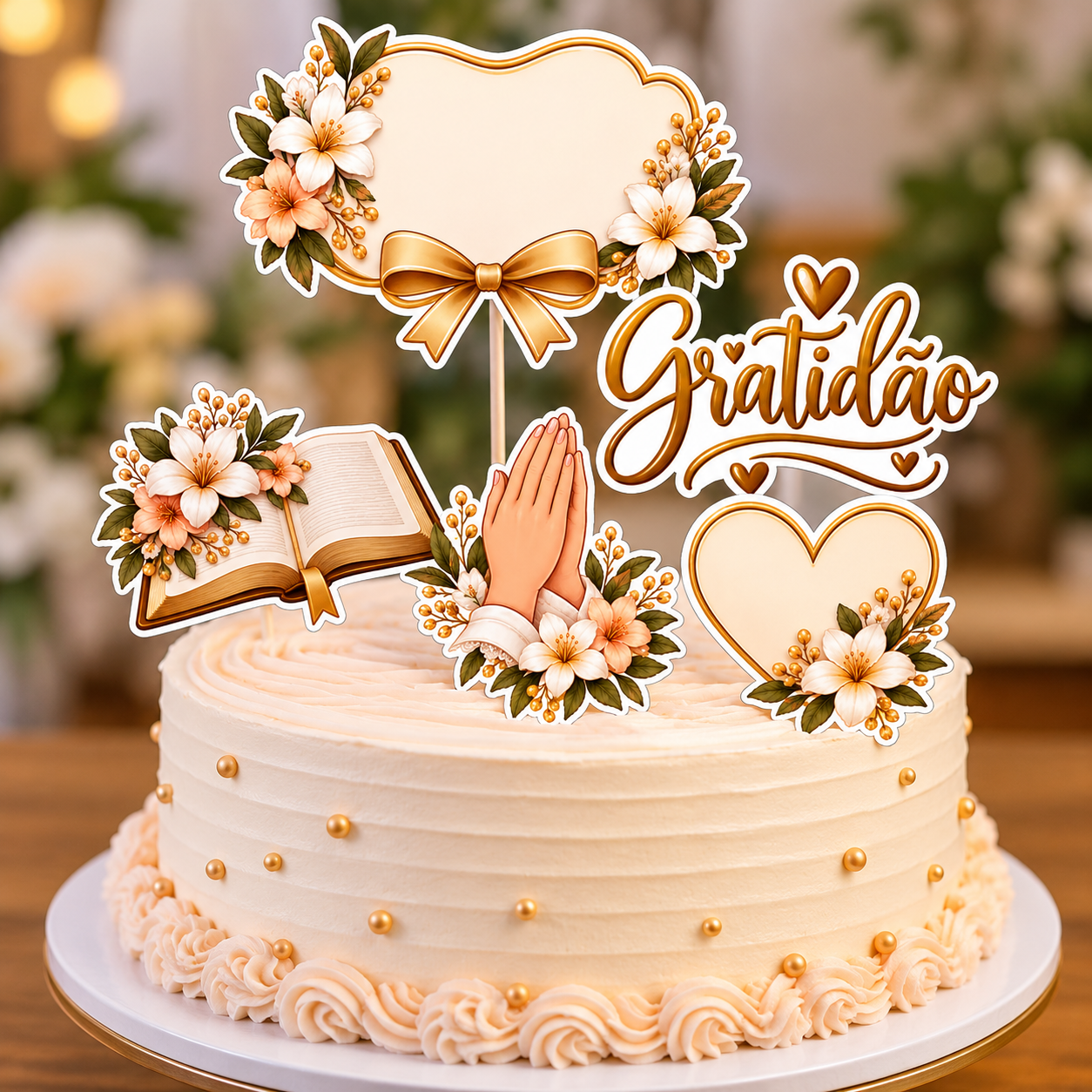 Topo de Bolo Gratidão – Mod. 03 PNG