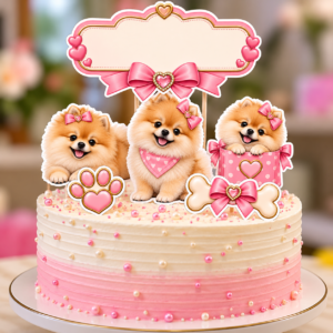 Topo de Bolo Lulu da Pomerânia – Mod. 01 PNG