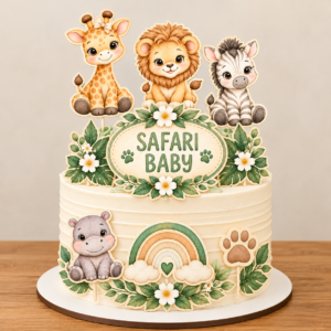 Topo de Bolo Safari Baby – Mod 02 PNG